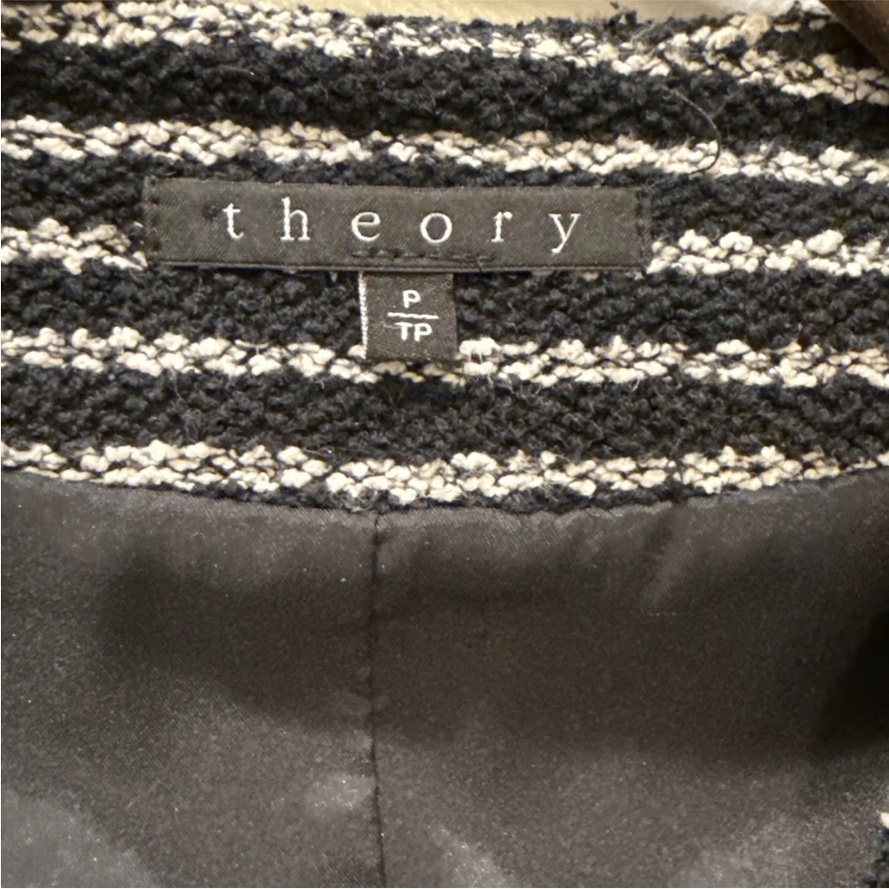 Theory Revolve Purposeful Stripe Yaisa Z Jacket Blazer in Black White Petite TP - Picture 2 of 6